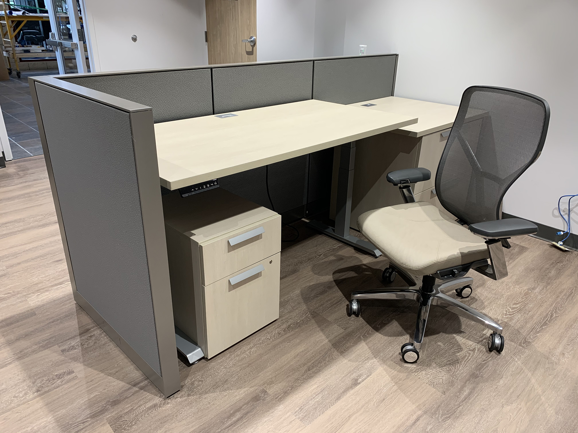 reception desk and task chair