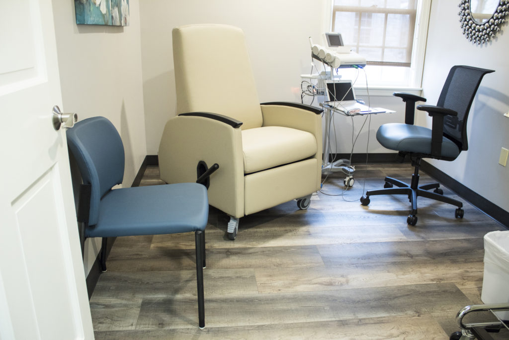 patient ultrasound room with guest chair patient recliner task chair healthcare furniture office furniture and architectural interiors products